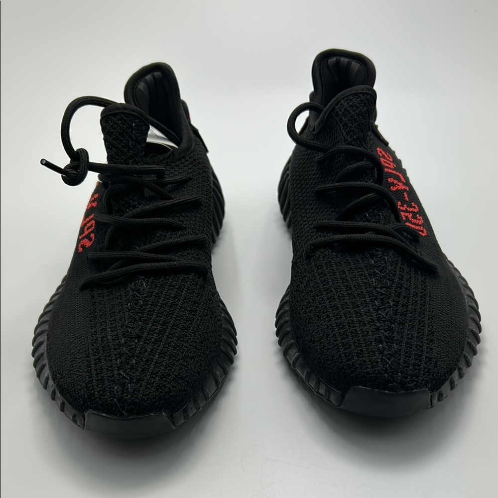 Adidas Yeezy Boost 350 Women's 7 Black Lace Up Prime Knit Red Streetwear NWT